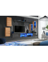 Ensemble meuble TV mural Switch XXV - L 280 x P 40 x H 140 cm - Gris et marron