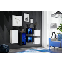 Ensemble meuble mural Switch SB IV - L 150 x P 30 x H 80 cm - Blanc et noir