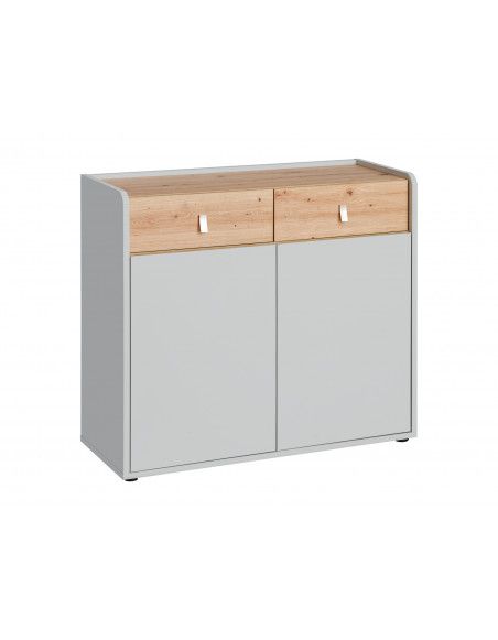 Commode Vivero - L 94 x P 38 x H 86 cm - Gris et marron