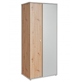 Armoire Vivero - L 84 x P 57 x H 198 cm - Gris et marron