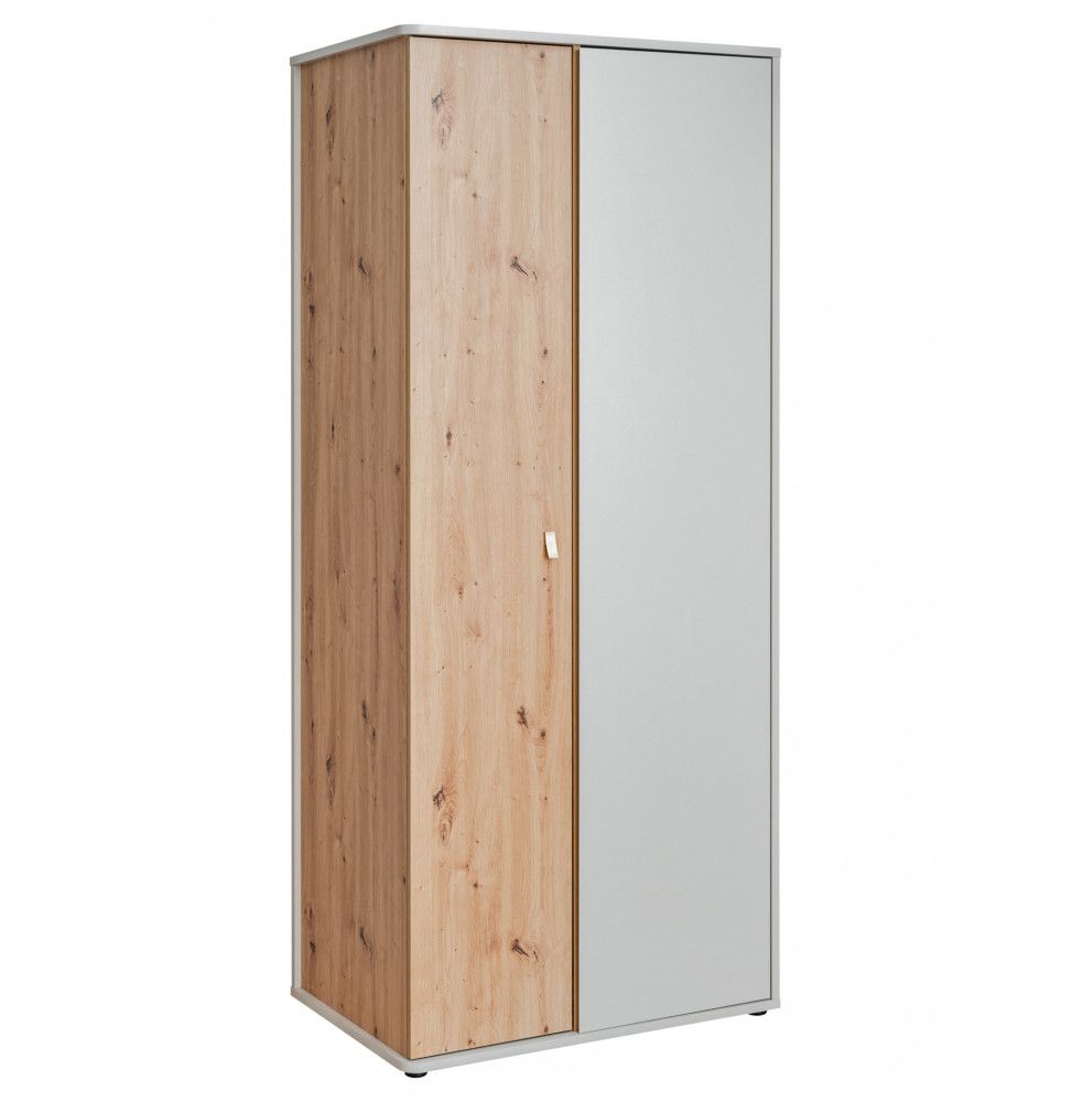 Armoire Vivero - L 84 x P 57 x H 198 cm - Gris et marron