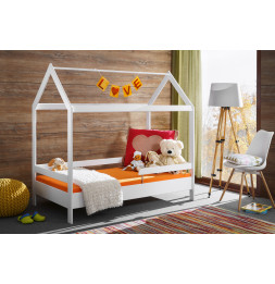 Lit enfant maison Timmy - L 164 x P 89 x H 145 cm - Blanc