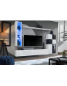 Ensemble meuble TV mural Switch Met II - L 250 x P 40 x H 170 cm - Blanc