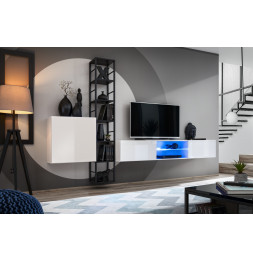 Ensemble meuble TV mural Switch Met VI - L 270 x P 40 x H 176 cm - Blanc