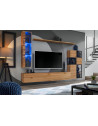 Ensemble meuble TV mural Switch Met II - L 250 x P 40 x H 170 cm - Marron