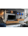 Ensemble meuble TV mural Switch Met III - L 280 x P 40 x H 170 cm - Marron