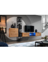 Ensemble meuble TV mural Switch Met VI - L 270 x P 40 x H 176 cm - Marron