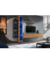 Ensemble meuble TV mural Switch Met VII - L 240 x P 40 x H 180 cm - Marron