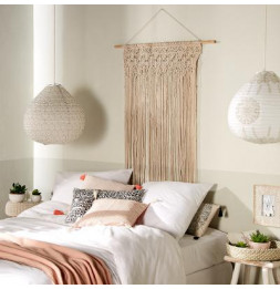 Rideau fil macramé - 90 x 200 cm - Beige