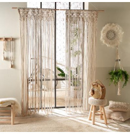 Rideau fil macramé - 90 x 200 cm - Beige