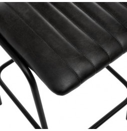 Chaise de bar en cuir - Dario - Noir