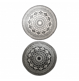 Tapis de jardin réversible rond - D 180 x 0,8 cm - Motifs cercles