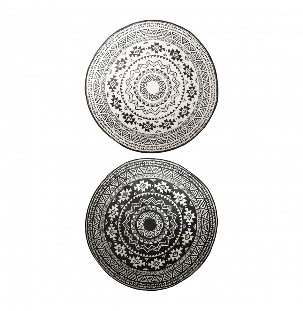 Tapis de jardin réversible rond - D 180 x 0,8 cm - Motifs cercles