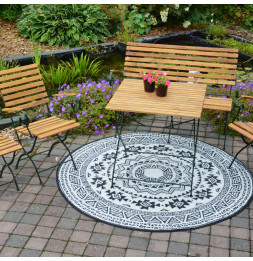 Tapis de jardin réversible rond - D 180 x 0,8 cm - Motifs cercles