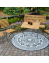 Tapis de jardin réversible rond - D 180 x 0,8 cm - Motifs cercles