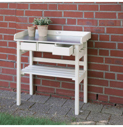 Table de jardinage - L 38 x l 78 x H 82,5 cm - Blanc