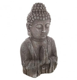 Bouddha effet bois - H 48 cm - Gris