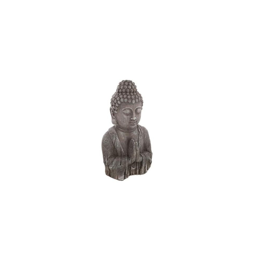 Bouddha effet bois - H 48 cm - Gris