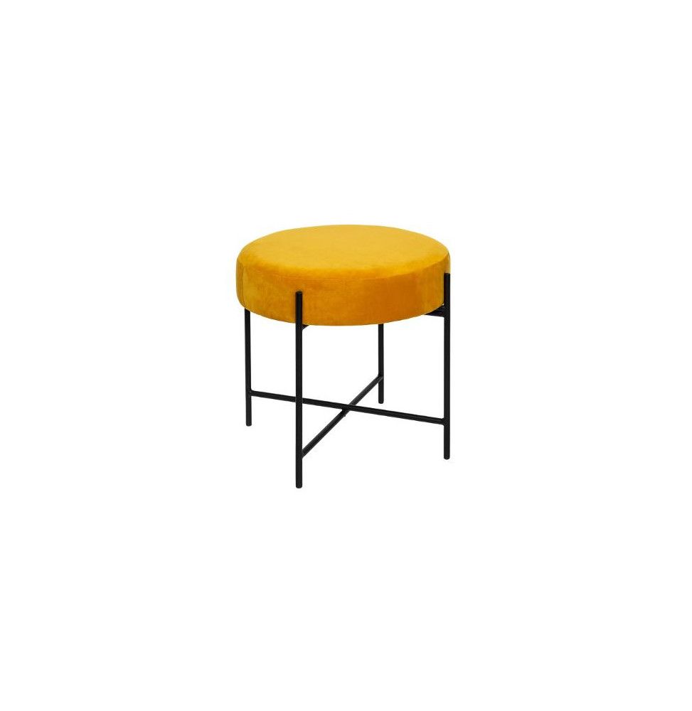 Tabouret en velours - H 45 cm - Ocre