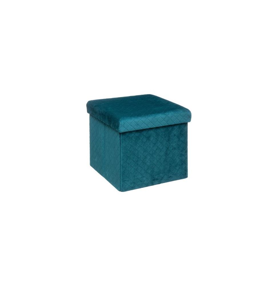 Pouf pliable avec couvercle -  L 31 cm x P 31 cm x H 30 cm - Velours