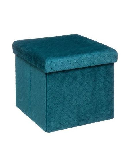 Pouf pliable avec couvercle -  L 31 cm x P 31 cm x H 30 cm - Velours