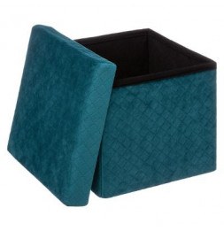 Pouf pliable avec couvercle -  L 31 cm x P 31 cm x H 30 cm - Velours