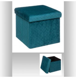 Pouf pliable avec couvercle -  L 31 cm x P 31 cm x H 30 cm - Velours