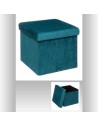 Pouf pliable avec couvercle -  L 31 cm x P 31 cm x H 30 cm - Velours