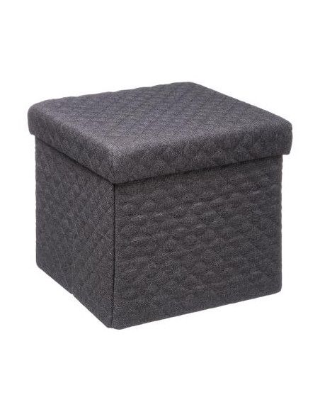 Pouf pliable avec couvercle -  L 31 cm x P 31 cm x H 30 cm - Gris