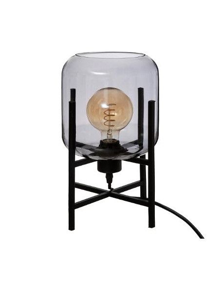 Lampe en verre - H 34 cm - Gris
