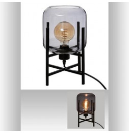 Lampe en verre - H 34 cm - Gris