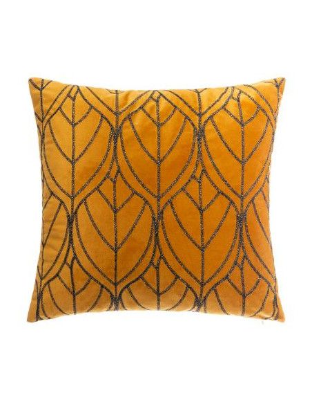 Coussin en velours brodé - L 40 cm x l 40 cm - Ocre