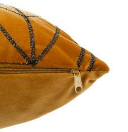 Coussin en velours brodé - L 40 cm x l 40 cm - Ocre