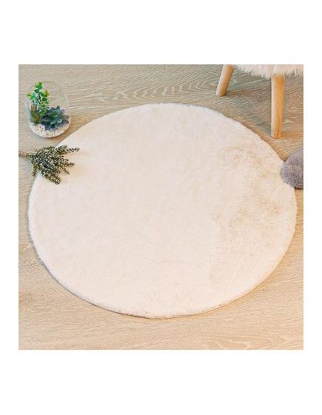 Tapis imitation fourrure - D 80 cm - Ivoire