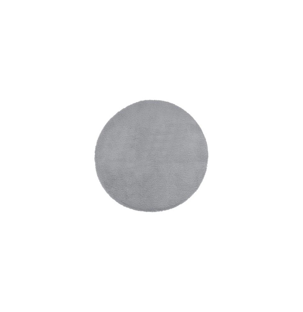 Tapis imitation fourrure - D 80 cm - Gris