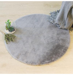 Tapis imitation fourrure - D 80 cm - Gris