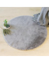 Tapis imitation fourrure - D 80 cm - Gris