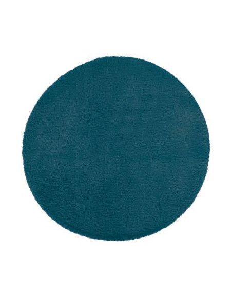 Tapis imitation fourrure - D 80 cm - Bleu