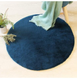 Tapis imitation fourrure - D 80 cm - Bleu