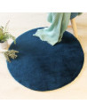 Tapis imitation fourrure - D 80 cm - Bleu