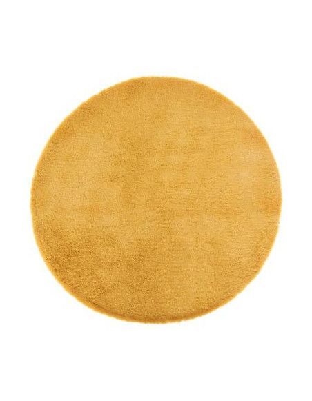 Tapis imitation fourrure - D 80 cm - Ocre