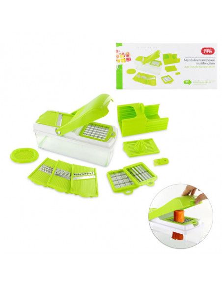 Mandoline multifonction - L 27,5 cm x l 11,5 cm x H 12,5 cm - Acier