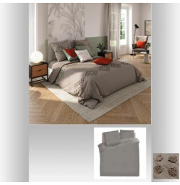 Parure de couette en coton - 220 x 240 cm - Gris