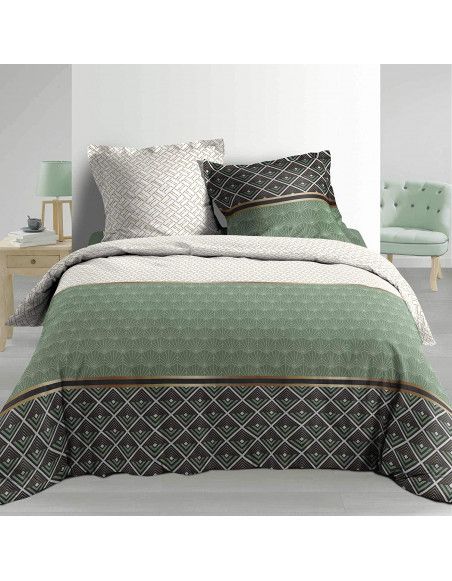 Parure de couette en percale 3 pièces 78 fils - 260 x 240 cm - Belor