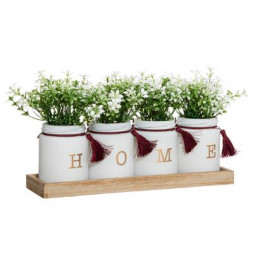 Set de 4 plantes décoratives -  L 28,5 cm x l 8.5 cm  - Verre