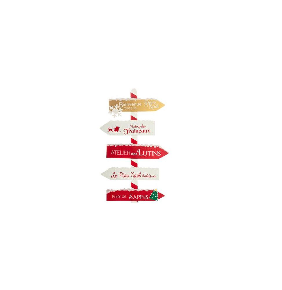 Pancarte décorative en bois - L 40 cm x H 120 cm - Rouge et Blanc
