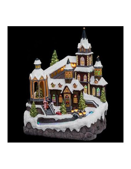 Village de Noël - L 24 cm x l 18,5 cm - Église et rivière