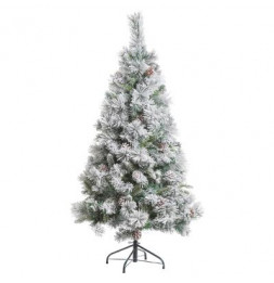 Sapin de Noël floqué - D 120 cm x H 210 cm - Minnesota - Blanc