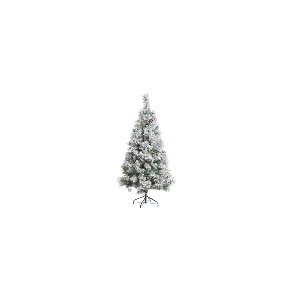 Sapin de Noël floqué - D 120 cm x H 210 cm - Minnesota - Blanc