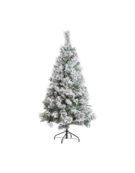 Sapin de Noël floqué - D 120 cm x H 210 cm - Minnesota - Blanc